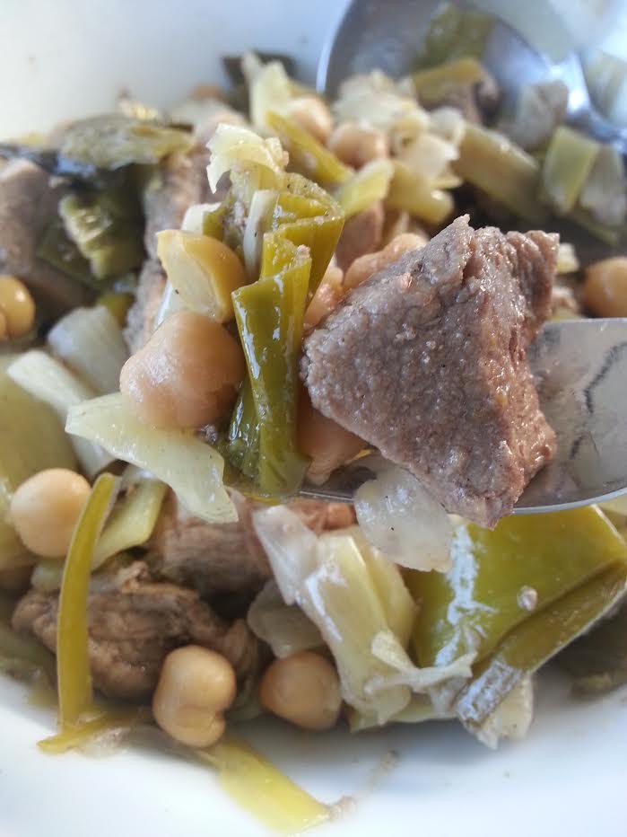 Pork with Chickpeas and Swiss Chard (Can be made with beef)